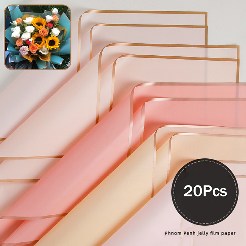Art Craft Items - 20'li Paket Altın Kenarlı Çiçek Paketleme