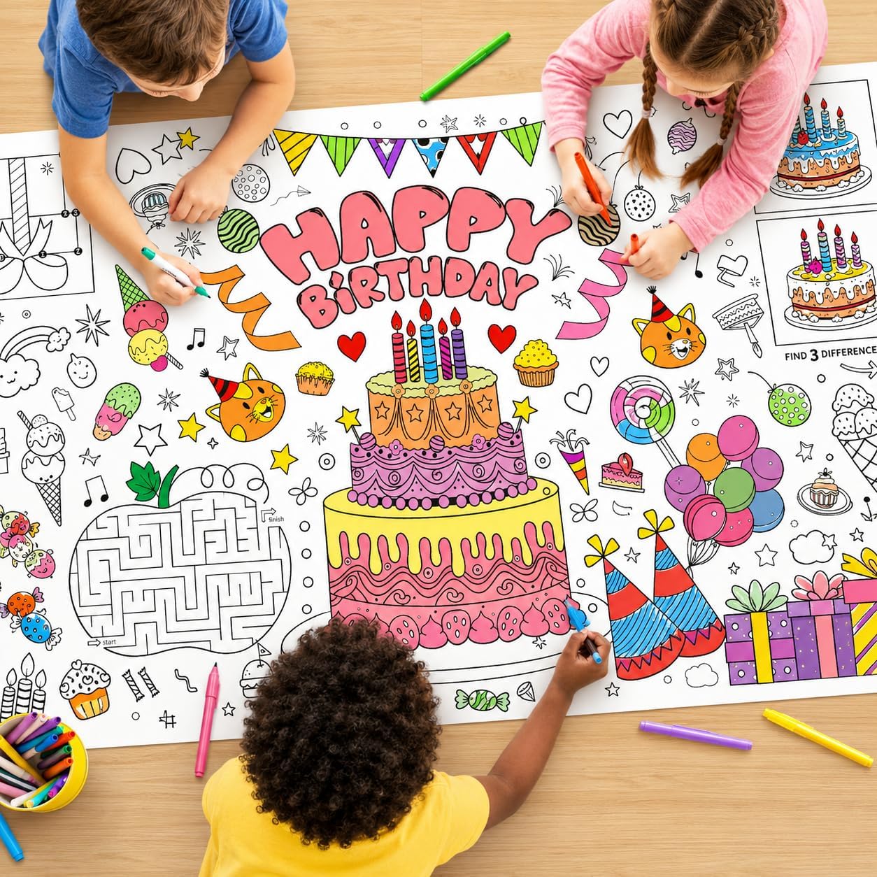 Art Craft Birthday Party - Çocuklar için Dev Boyama Posteri DIY