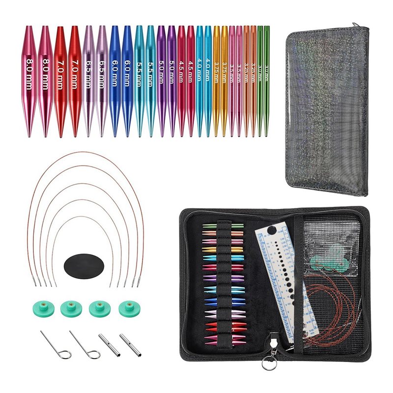 Knitting Needle Circular - Kısa Değiştirilebilir Örgü İğneleri Seti, Yeni