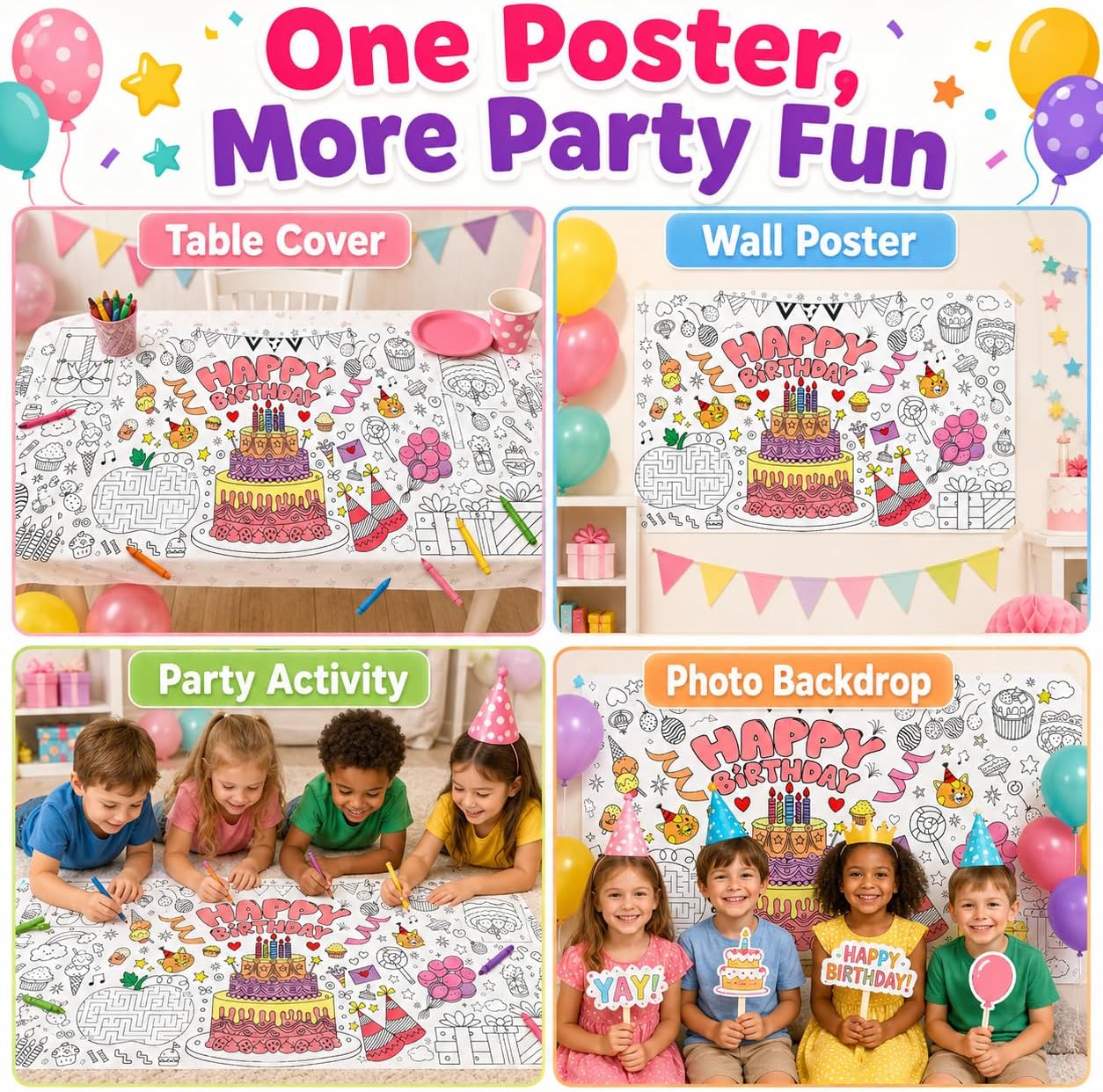 Çocuklar için Dev Boyama Poste - Art Craft Birthday Party incelemesi ve fiyatı